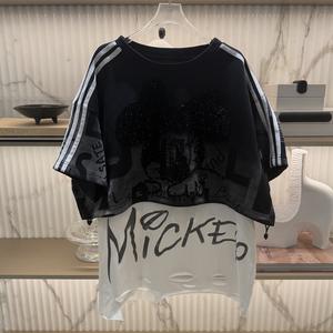 8061/FANMAJIALIE T-shirt da <span class=keywords><strong>donna</strong></span> in cotone stampato ricamato Mickey <span class=keywords><strong>Minnie</strong></span> a maniche corte vestibilità ampia traspirante Street Fashion - Product Image 5