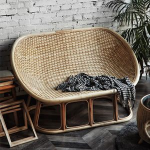 Muebles de mimbre natural para jardín al aire libre contemporáneo para sala de estar, comedor, <span class=keywords><strong>Hotel</strong></span>, dormitorio, juego de sofá de conversación - Product Image 3