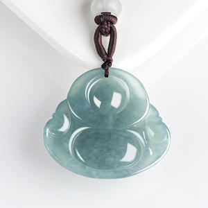 Pendentif Bouddha en Jadeite Naturelle Bleu Eau, Style Chinois, Design Original, Unisexe, Cadeau avec Certificat d'Expertise FG05 - Product Image 3