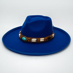 Sombrero Fedora <span class=keywords><strong>de</strong></span> Fieltro <span class=keywords><strong>de</strong></span> <span class=keywords><strong>Lana</strong></span> <span class=keywords><strong>de</strong></span> Ala Ancha Estilo Western Vintage 2026 con Banda <span class=keywords><strong>de</strong></span> Cuentas y Adornos <span class=keywords><strong>Turquesa</strong></span> para Hombre y Mujer - Product Image 2