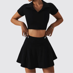 सुंदर कस्टम लोगो महिलाओं के साथ आकार के कसरत कपड़े खेल खेल <span class=keywords><strong>2</strong></span> टुकड़ा खेल टी शर्ट और आंतरिक जेब के साथ - Product Image 3