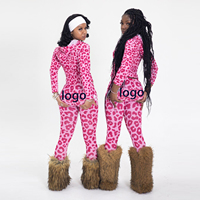Ensemble 2 pièces Y2K personnalisé imprimé léopard rose pour femme : sweat à capuche streetwear et leggings de yoga évasés – Survêtement 2 pièces pour femme