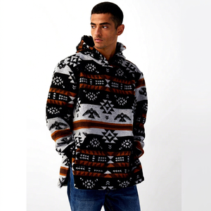 Poncho long à capuche Thunderbird personnalisé en gros avec logo anti-boulochage sur le devant, 100 % coton, écologique - Product Image 1