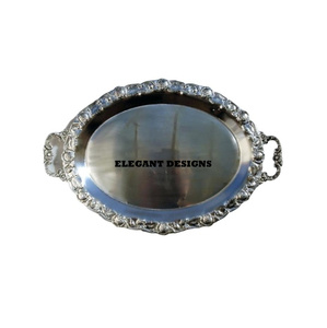 Plateau de service en laiton de forme ovale le plus vendu plat de service à prix raisonnable fabricant indien de plateau de service en laiton - Product Image 1