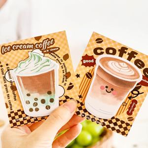 Notas Adhesivas con Diseño de Té con Leche y Café <span class=keywords><strong>para</strong></span> Estudiantes, Papel Reutilizable con Diseño Atractivo, Fuerte Adhesión, Notas de Papelería <span class=keywords><strong>para</strong></span> Estudio con Dibujos Animados - Product Image 2