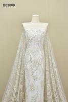 Tissu de dentelle de mariage en polyester fait main par un fabricant chinois avec perles, broderie de luxe et sequins pour robes