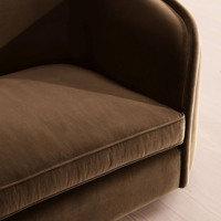Canapé en tissu beige de luxe italien, causeuse incurvée cannelée avec table d'appoint, siège profond, mobilier de salon pour maison, villa, hôtel, lounge