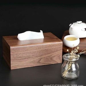 Caja de pañuelos de madera de nogal negro simple, adecuada para almacenamiento en oficinas, hogares y salas de estar. - Product Image 3