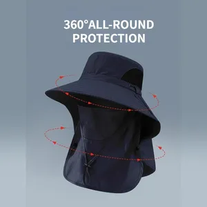 Chapeaux d'été anti-UV pour la chasse et la pêche en extérieur, casquette de randonnée et de camping pour hommes et femmes, chapeau bob avec visière et protège-nuque, chapeau de pêcheur - Product Image 3