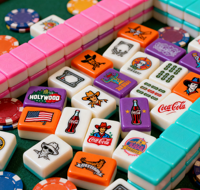 Tuiles de Mahjong de type américain, jeu de Mahjong en acrylique transparent, logo de la couche intermédiaire OEM, style Mahjong tendance sur Instagram
