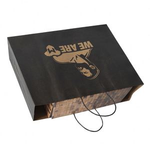 Bolsas de Papel Kraft Negras con Logotipo Personalizado, Bolsas de Regalo para Ropa, Bolsas de Compras con Asa - Product Image 3