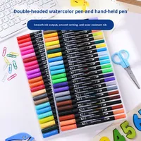 Lot de stylos aquarelle en plastique PP double-pointe non effaçables Leyi, 12 couleurs, à base d'eau, pour graffiti, fabriqués en Chine