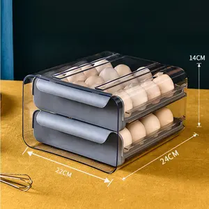 Household Egg Storage Box Drawer-type Refrigerator Double Layer Egg Tray Transparent Egg Storaging Box