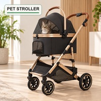 Poussette pliable pour animaux de compagnie OEM avec cabine amovible, roues en EVA et auvent en maille pour la vente au détail et les distributeurs