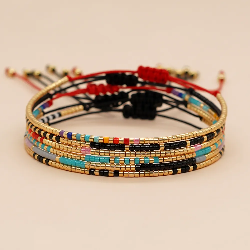 Perles de rocaille Miyuki faites à la main de style bohème, couleur mixte, étoile réglable, Design d'oeil turc, accessoire de main, bijoux de mode, Bracelet pour femme