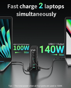 <span class=keywords><strong>Chargeur</strong></span> 240W 6 ports Hub de suralimentation 6 ports Station d'alimentation à charge rapide 100W Max Vente en gros d'usine pour ordinateurs portables Ipone15/16 <span class=keywords><strong>huawei</strong></span> - Product Image 2