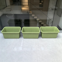 Jardinière rectangulaire en plastique PP vert laiteux, bac de culture surélevé, design moderne à grille, drainage, moulage par injection, pour jardin domestique