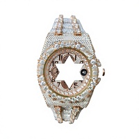 Automatische Luxus-Sportuhr aus Edelstahl mit Kristallzifferblatt Vollständig Moissanit-Besetztes Armband Mechanisches Uhrwerk Hip-Hop-Stil