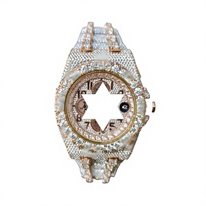 Montre automatique de luxe sportive en acier inoxydable avec bracelet entièrement serti de moissanite, trois montres hip-hop en moissanite - Product Image 1
