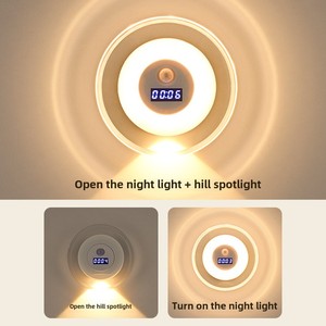 Lámpara de pared <span class=keywords><strong>LED</strong></span> inteligente para dormitorio, mesita de noche, reloj de Control remoto, <span class=keywords><strong>Sensor</strong></span> de cuerpo humano, foco de carga nocturna blanca cálida, batería - Product Image 2
