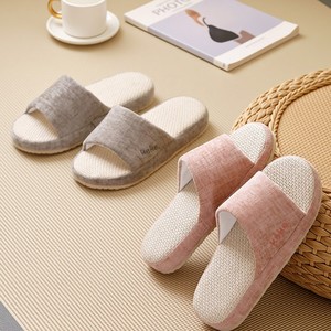 Pantoufles en lin à bout ouvert, semelle EVA antidérapante, respirantes, pour la maison, taille 36-45 - Product Image 2