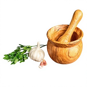 Wooden Mortar <b>and</b> Pestle <b>Set</b> | Natural Wooden <b>Spice</b> Grinder & <b>Herb</b> Crusher | Handmade Kitchen Grinding Bowl with Pestle - Product Image 3