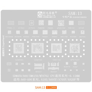 Amaoe BGA Reballing Stencil SAM1-SAM18 stagno piantatura maglia in acciaio per <span class=keywords><strong>Samsung</strong></span> <span class=keywords><strong>a</strong></span> S Note J serie <span class=keywords><strong>A53</strong></span> M14A536 S22 S22Ultra - Product Image 5