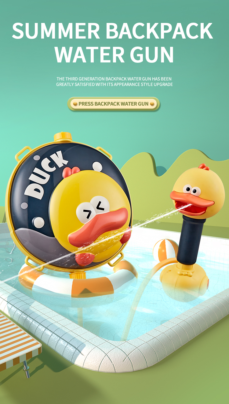 Juhuada — jouet pistolet à eau pour enfants, jeu d'extérieur, nouveau Design, pulvérisation d'eau, d'été, sac à dos, dessin animé, canard, nouveau Design, 2022