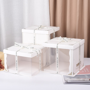 Fabbrica diretta Semi trasparente coperchio di carta torta Eco Friendly imballaggio in cartone per la consegna di dolci da forno - Product Image 3