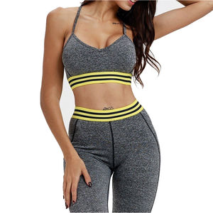 Conjunto de Yoga para Mujer, 2 Piezas, Tejido Acanalado Sin Costuras, Pantalones Cortos de Cintura Alta, Sujetador Deportivo, Fitness - Product Image 6