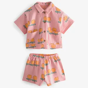 Groothandel Casual Tweedelige Sets 100 Katoenen Shirt Met Korte Mouwen En Korte Broek Voor Kinderen Set Kinderkleding