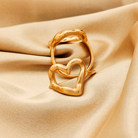EManco Valentijnsdag Cadeau Minimalistische Ring 18K Goud Geïmpregneerd RVS Liefdeshart Vorm Holle Ring