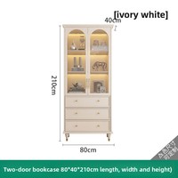 Bibliothèque en bois massif de style français avec portes vitrées, étagère sur pied pour salon et vitrine à vin, 6 étagères, durable