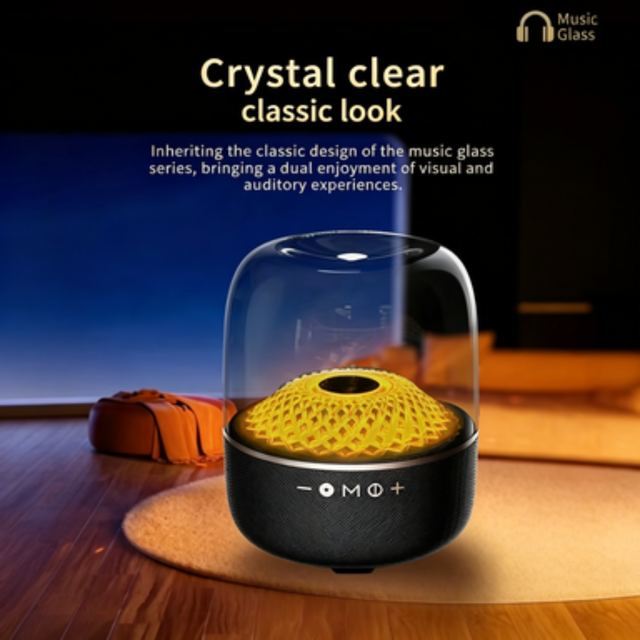 Transparent Clear  Speaker 66mm Big Woofer Deep Heavy Bass  Elegant Desktop Color Changing Night Light Speaker
