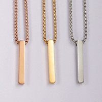 Collier de couple tendance avec pendentif personnalisé, en acier inoxydable plaqué or 18 carats, avec barre vierge et chaîne à maillons, bijoux à la mode