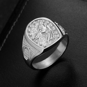 Men's Gold Plated Horse Head <b>Ring</b> Stainless Steel Animal Zodiac Jewelry Gift Size US - Product Image 2