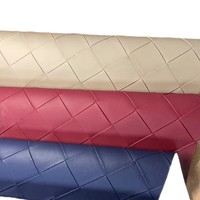 Meistverkaufter Abriebfester Lederimitat-Stoff in Verschiedenen Farben Großes Quadratmuster Gewebte Textur PVC-Gewebe Großhandel für Koffer und Sofas