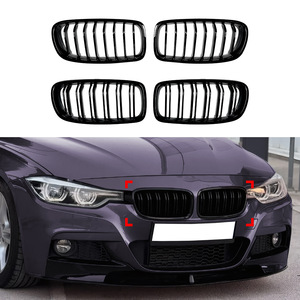 Grilles de voiture BMW pour Série 3 F30 F31 F35 2013-2019, ligne simple, ligne double, entièrement noires, modification du pare-chocs - Product Image 1