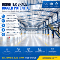 Entrepôt à structure métallique de grande envergure, hangar industriel préfabriqué à portée ultra-large et à plafond clair