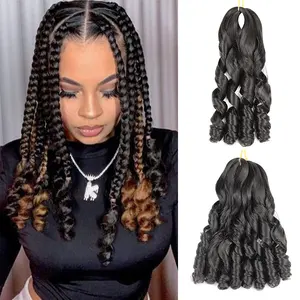 Synthetic Wavy Braiding Hair Extension 22inch 150g <strong>Curly</strong> <strong>Attachments</strong> Hair Braids Spiral Curl Wavy Braids Bundle Hairstyles - Product Image 1