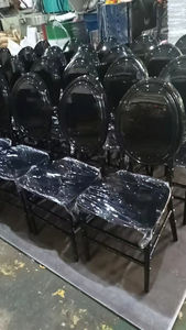 เก้าอี้จัดเลี้ยงในโรงแรมสีดำเงาเฟอร์นิเจอร์เฟอร์นิเจอร์วางซ้อนกันได้สำหรับงานแต่งงาน - Product Image 5