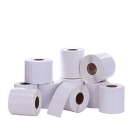 Rollos de Papel Térmico Recubiertos de Cobre, Etiquetas Autoadhesivas Plegables; Etiquetas de Código de Barras para Uso Logístico, Forma Cuadrada