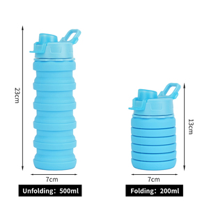 Bouteille d'eau de sport en silicone, produits les plus vendus, qualité alimentaire, 500 ml, bouteille d'eau de sport en silicone pliable pour l'extérieur - Product Image 6