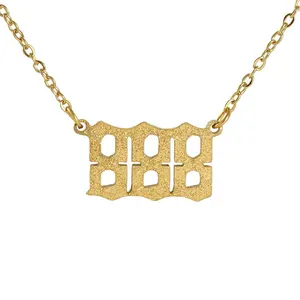 New Stainless Steel Gold Sand Digital Necklace With 111 999 Lucky Number Pendant In 18K Titanium Steel Perfect For A Fashionable