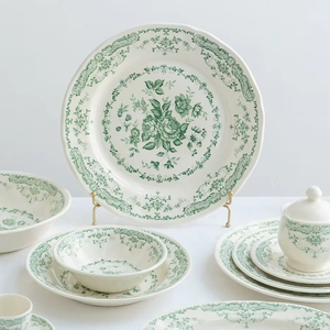 Joy peralatan makan gaya Italia klasik mawar kupu-kupu piring Salad piring makan malam - Product Image 1