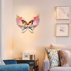 American country style wooden openwork butterfly wall <b>shelf</b> for bedroom and living room home decoration wooden handicrafts. - Product Image 4