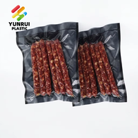 Sac sous vide en maille texturée noire personnalisé, scellé sur 3 côtés, de qualité alimentaire, résistant au congélateur, pour l'emballage de saucisses, bacon, viandes séchées et produits de charcuterie