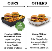 Plateau pliable en papier kraft noir personnalisé avec logo d'usine, écologique, jetable, pour sushis, poulet frit, hamburgers, emballage à emporter
