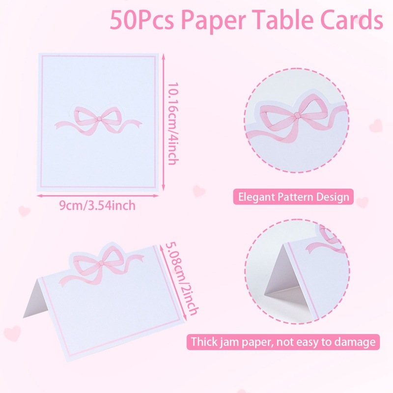 Thème de carte de siège avec nœud rose et nœud papillon