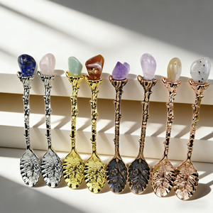 Cuchara de Cristal Natural al por Mayor, Cuchara de Metal Tallada Vintage para Altar de Brujería, Postre, Café y Mezclas - Product Image 2